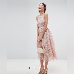 ASOS Lace Pinny Scallop Edge Midi Prom Dress